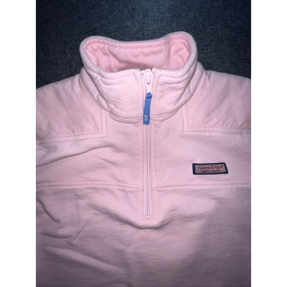 Vineyard Vines Pullover Womens M Pink Quarter Zip Fleece 100% Cotton Sweatshirt - Picture 9 of 11
